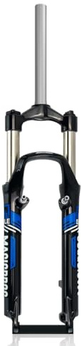 KSZFONDP 26 Inch Mountain Bike Suspension Fork 1-1/8 Disc Brake V-Brake Straight Spring Fork Travel 100mm 9 * 100mm QR Manual Lockout Bike Fork(Black Blue)