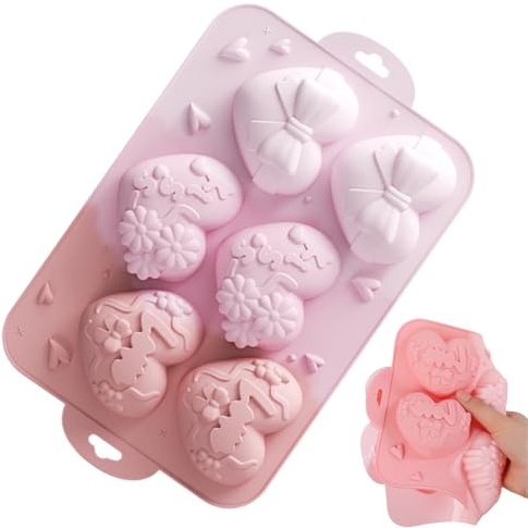 Ahuuen Molde de Corazón para Chocolate | Moldes Para Dulces De San Valentín | Patrón Grabado Alimento Para Repostería San Valentín Queso Brownie Pudin Gelatina