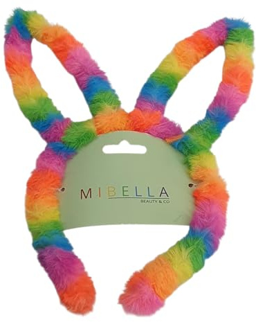 Mibella Beauty & Co Regenbogen-Haarreifen mit Ohren, Bunt, 26 cm, Karnevals-Accessoire für Kinder - 24939