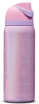 Owala Wicked FreeSip Insulated Stainless Steel Water Bottle with Straw for Sports and Travel, BPA-Free Sports Water Bottle, 32 oz, Glinda (Pink)