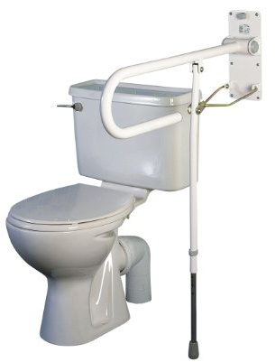Homecraft Devon Deluxe Folding Toilet Support Rail with Floor Leg, Bathroom Aid for Elderly, Handicapped, Disabled users, Safety Support Handrail & Leg for Lavatory and Bathroom - 77.5cm