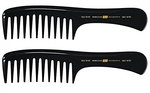 Hercules Sägemann 2x 7' Griffstyler und Strähnenkamm 703WW/581WW Naturkautschuk-Kamm Schwarz für Alle Altersgruppen / Unisex