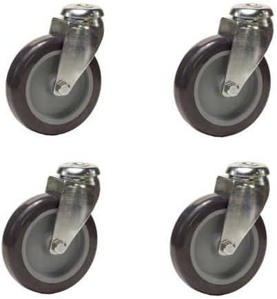 Lot de 4 roulettes à oeil pivotantes Caoutchouc Thermoplastique GRIS 100 mm - 270 Kg