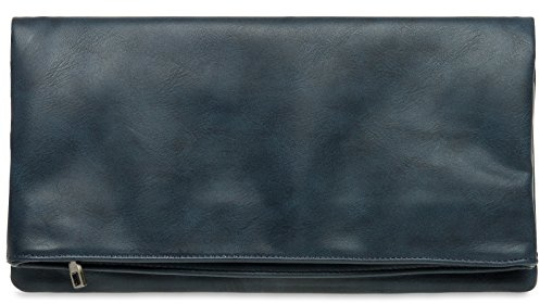 Caspar TA392 elegante Damen Briefumschlag Clutch Tasche Abendtasche, Farbe:dunkelblau, Accessoires:One Size