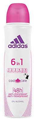 adidas 6 in 1 Deodorant Spray for Women - Refreshing Antiperspirant Antiperspirant for Sweat Odour, Underarm Wet, White Stains, Yellow Stains, & Bacteria - PH Skin Friendly - Pack of 6 (6 x 150ml)
