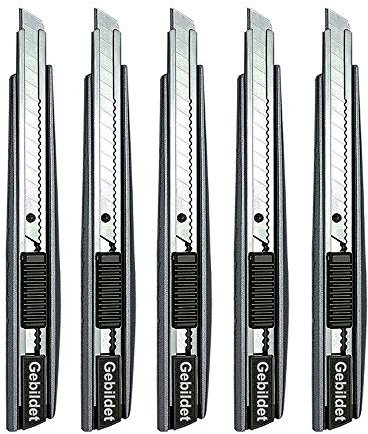 Gebildet 5pcs Profi Cuttermesser/ 9mm Abbrechklingen / 60Grad Folienmesser/Teppichmesser/Grafikmesser/optimal für Folien,Tapete, Bastelarbeiten, Kartons