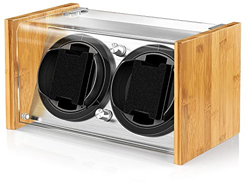 Watch Winder Smith Uhrenbeweger aus Bambusholz für 2 großen Herren Automatikuhren