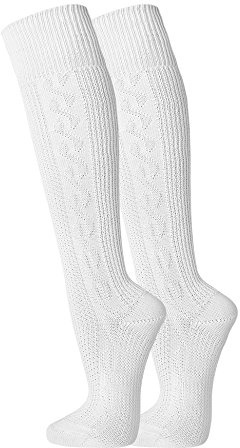 FussFreunde 2 Paar Damen/Herren Trachtensocken, Kniebundhosenstrümpfe, Oktoberfest (as3, numeric, numeric_39, numeric_42, regular, regular, Weiß)