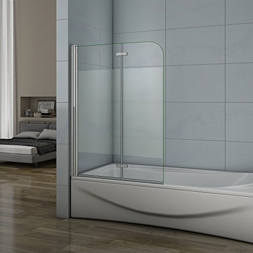 Pare-baignoire 120x140cm verre anticalcaire et sablé au central 2 volets pivotant à 180°