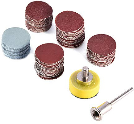 Saipor 100pcs 1 Inch/25mm Sanding Discs Pad Sander Disk Kit for Dremel | With 1/8” Shank Abrasive Polish Pad Plate for Dremel Rotary Tool, 100/180/240/1500/3000 Grit Paper