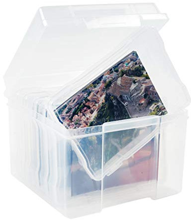 Office Mania - 4R Foto- & Bastelkoffer - Transparente Organizer-Aufbewahrungsbox mit Etiketten