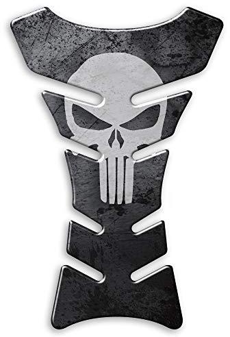 Paraserbatoio THE PUNISHER Tank Pad Adesivo Resinato 3D Protezione Serbatoio compatibile con moto HONDA YAMAHA DUCATI APRILIA KAWASAKI - PV003