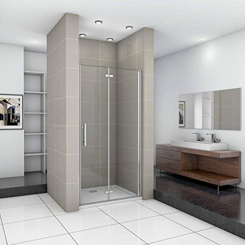 AICA porte de douche pilante et pivotante 80x185cm en 6mm verre anticalcaire AICA porte de douche en niche