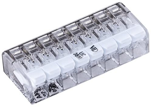 ViD® Mini morsetto a innesto con leva, 25 pezzi, diametro 0,2 – 2,5 mm², UC02M, morsetto di collegamento con leva di azionamento, morsetto a leva a 8 poli