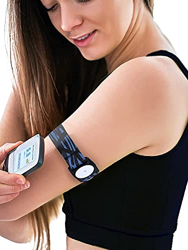 Dia-Style, brazalete para sensor Freestyle Libre 2. Banda elástica para el sensor de glucosa en sangre CGM FSL (L (29-38 cm)) Azul