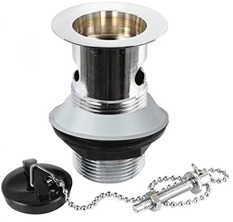 Nes Home Traditional Plug and Chain Basin Sink Slotted Bathroom Drain Waste Chrome