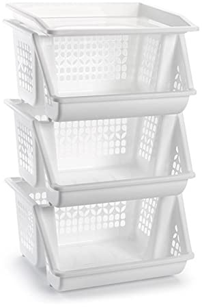 AC – Cestas Verdulera de Cocina con 3 Alturas - Modelo PLFT - Estrecho, Estantería para baño, Ahorra Espacio, para Espacios reducidos, Cocina, Oficina, Fácil Montaje. (Blanco) (PLUS)