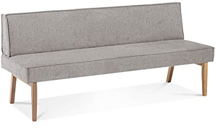 moebel-eins Loran Polsterbank/Küchenbank ohne Armlehnen, Material Massivholz Eiche, Stoffbezug in 2 Farben erhältlich