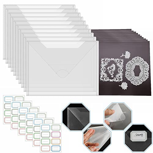 10 Stück A4 durchsichtige Kunststofftaschen und weiche Gummi-Magnetblätter zum Stanzen von 0,5 mm dicken Stanzschablonen, Basteln, Briefmarken, Aufbewahrung und Organisation