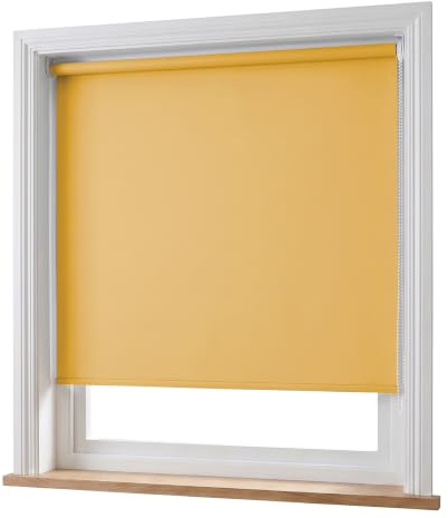 Home In Style 4U Roller Blinds Ochre (60cm Wide x 165cm Long) | Thermal Insulated Blackout Roller blind Trimmable UV Protection Child Safety Easy Fit Home Office Window Blinds