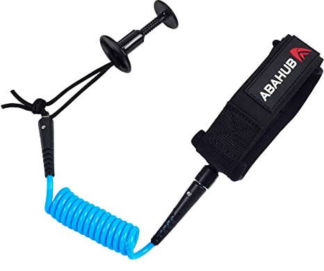 Abahub Premium 4 fot bodyboard Leash, 5,5 mm tjock Coiled Wrist Surf Body Board Leashes med kontakt för bodyboarding, blå