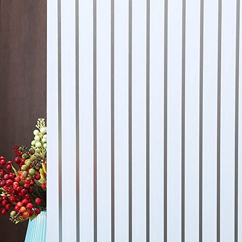 Fensterfolie Blickdicht Vertikaler Streifen Sichtschutzfolie Fenster Selbsthaftend,Milchglasfolie Anti-Uv,Folie Fenster Sichtschutz,Fenster Folie Blickschutz,Blickdichte Fensterfolie (60x200cm)