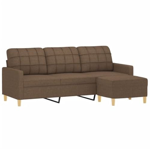 vidaXL Sofa 3 Sitzer, Couch mit Fußhocker, Liegesofa für Wohnzimmer, Polstersofa Sessel Relaxsofa Loungesofa Relaxcouch TV Sofa, Braun Stoff