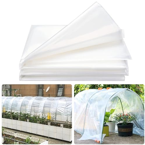 DAZZTIME 2 x 6M Polyethylenfolie Transparent Gewächshausfolie,Extra Dick Reißfest Gartenfolie aus Polyethylen,Gartenfolie aus Polyethylen,für Gartenarbeit Treibhaus Folientunnel(200Mu/1000G)