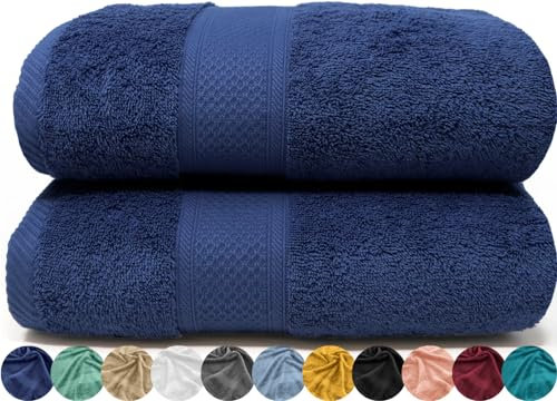 LEBENGOOD Juego de Toallas de Baño 100% Algodón Premium 550gsm | 2 Toallas Grandes (70x130 cm) | Suaves, Absorbentes y Resistentes | Set de Toallas de Ducha para Hogar, Hotel y Gym (2 70X130 Azulon)