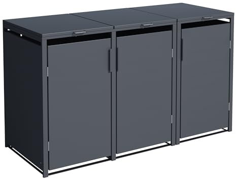 DEGAMO Mülltonnenbox 3-er Mülltonnenhaus MÜNCHEN für 3X Tonnen 120 und 240 Liter, Stahl verzinkt, Farbe