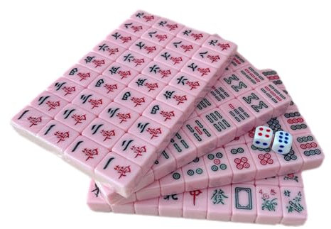 Mahjong Reise Mahjong Spiel Set Reise Klein Mahjong Leichte Mahjong Sets Klare Gravur Mini Legespiel Mahjong Fliesen Set für Reisen Schulen Reisen Schlafsäle (Rosa)