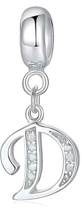 Symretie Damen 925 Sterling Silber Initial Charms Anhänger Buchstaben A-Z Silberner Anhänger Kompatibel mit Europäischen Armbänder und Halskette