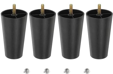 sourcing map 4.5 inch Plastic Furniture Legs, Set of 4 Round Tapered Table Sofa Cabinet Bed Legs, Replacement Furniture Couch Feet with M8 Hanger Bolts