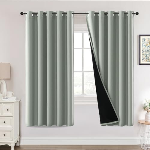 H.Versailtex 2 Pack Blackout Curtains Thermal Insulated for Bedroom & Living Room,Bedroom,Eyelet Curtains 66 x 72 Inch,2 Panels,Sage Green Curtains