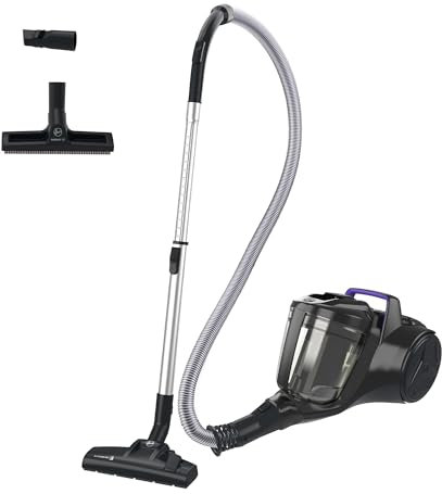 Hoover Aspirapolvere a traino senza sacco potente e compatto HP1 per tappeti, pavimenti duri e delicati, Leggero e con filo, Contenitore 2L, Spazzola Parquet, Raggio d'azione 7,5 m [HPZ107HM]