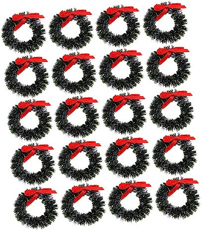 FUNOMOCYA 20stücke Mini Weihnachtskranz Teilig Künstliche Dekoration Für Puppenhaus Winter-atmosphäre Für -projekte Weihnachten Und Festliche Anlässe