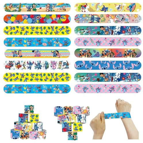 POPOYU 24PCS Slap Bracelet à Claquer Stich,Super Héros Slap Bandes Slap Bracelet Enfant,Jeu de Bracelets Sac Cadeau pour Filles et Garçons Cadeaux d'anniversaire et de Classe