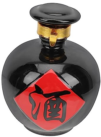Hoement Vintage Style Sealed Wine Pot 2 Jin Ceramic Wine Brewing Jar Lock Buckle Black Glaze Home Storage Container