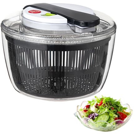 Pasdrucn 3L Salatschleuder Mit Deckel, Salad Spinner,Salatschleuder Faltbar, Salatdressing Shaker Zum Waschen Und Trocknen Von Salat, Drücken Sie Salatschleuder (Schwarz)