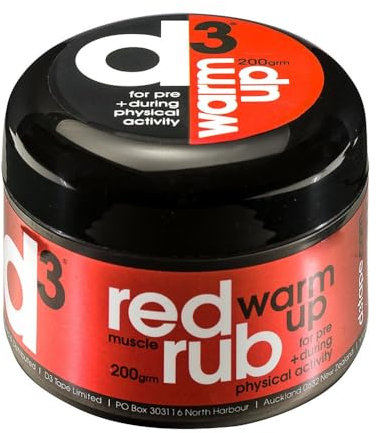 d3 Red Warm Up Muscle Rub (1 x 200g) Heat Hot Winter Green Eucalyptus Peppermint Physio Sports Injury Pre-Workout Massage Cream