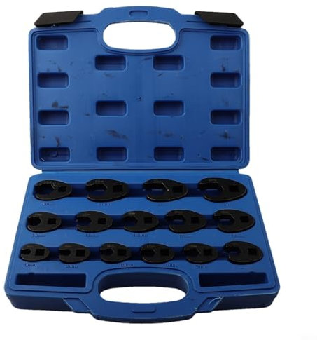 Juego de llaves de pata de cuervo, 1/2 pulgada y 3/8 pulgadas, juego de llaves de pie de cuervo de 15 piezas con estuche de almacenamiento para mantenimiento mecánico y reparaciones