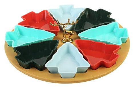 Plateau à collations pour sapin de Noël, 8 compartiments, organisateur de noix, plateau décoratif, plateau à collation, plateaux de service de Noël divisés pour les fêtes