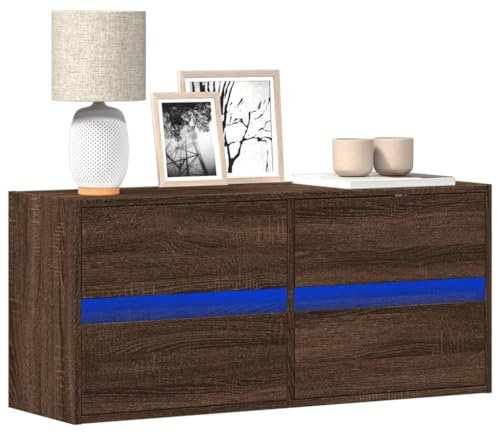 ShGaxin Meuble TV mural avec lumières LED marron chêne 100 x 31 x 45 cm, table TV, meuble TV, meuble TV, meubles de salon, table de salon TV - 852298