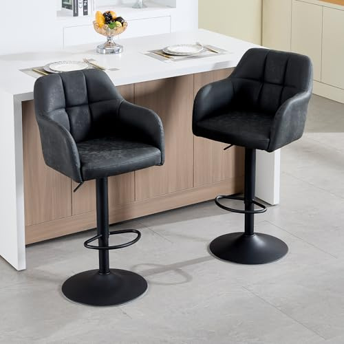 Chummaven Tabourets de Bar Lot de 2 pivotants Modernes en Cuir Anthracite