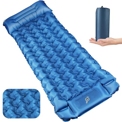 Isomatte Selbstaufblasend, Ultraleicht Luftmatratze Camping mit Fußpumpe, Anti-Ripstop Tragbar Schlafmatte Outdoor, Wasserdicht Aufblasbare Matratze für Wandern, Zelt, Schlafsack, Rucksackreisen