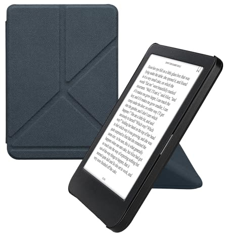 kwmobile Schutzhülle für Kobo Clara BW/Clara Colour/Tolino Shine (5) / Shine Color Hülle - Kunstleder Case - eReader Klapphülle mit Auto Sleep Funktion - Cover mit Ständer - Dunkelblau