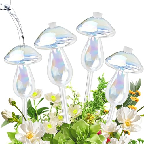 CIYIN Bewässerungskugeln Pilze, 4 Stück Wasserspender Pflanzen, Automatische Bewässerung, Pflanzen bewässerung, für Bewässerung Zimmerpflanzen, Topfpflanzen, Blumen