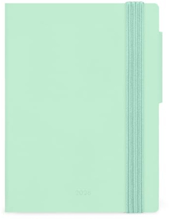 Legami - Mini 2026 veckoplanerare, Pastel Mint, 12 månader, adressbok ingår, elastisk stängning, dagbok från januari 2026 till december 2026, tillverkat av FSC-certifierat papper, 8 x 10 cm