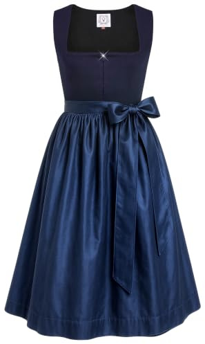 DIRNDLSTERN Damen Blau Ohne - Schnürung Midi Damen Outfit Oktoberfest 2025