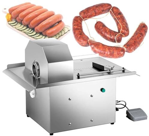 Electric Sausage Stuffer, Stainless Steel Bundling Machine, Foot Pedal + Button Control, Max 2 in Diameter, Ham Press Maker for Home Kitchen Restaurant Commercial